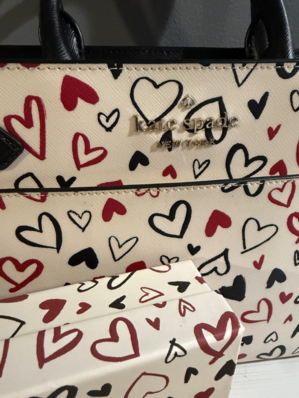 Kate Spade New York Staci Medium Satchel scribble hearts w/matching wallet $520 - Picture 2 of 12